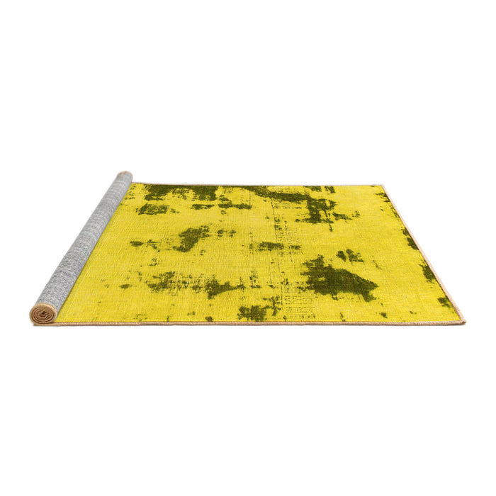 Sideview of Machine Washable Abstract Yellow Modern Rug, wshabs1127yw