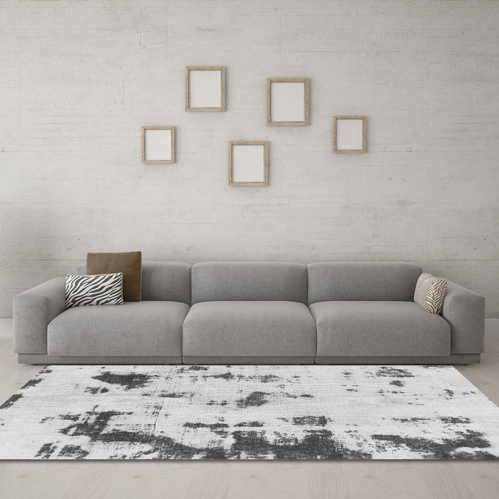 Machine Washable Abstract Gray Modern Rug in a Living Room,, wshabs1127gry