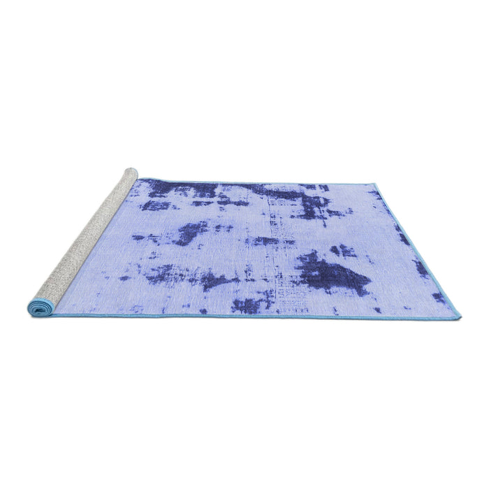 Sideview of Machine Washable Abstract Blue Modern Rug, wshabs1127blu