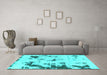 Machine Washable Abstract Turquoise Modern Area Rugs in a Living Room,, wshabs1127turq