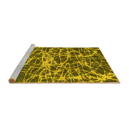 Sideview of Machine Washable Abstract Yellow Modern Rug, wshabs1128yw