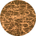 Round Machine Washable Abstract Orange Modern Area Rugs, wshabs1128org