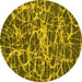 Round Machine Washable Abstract Yellow Modern Rug, wshabs1128yw