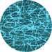 Round Abstract Light Blue Modern Rug, abs1128lblu