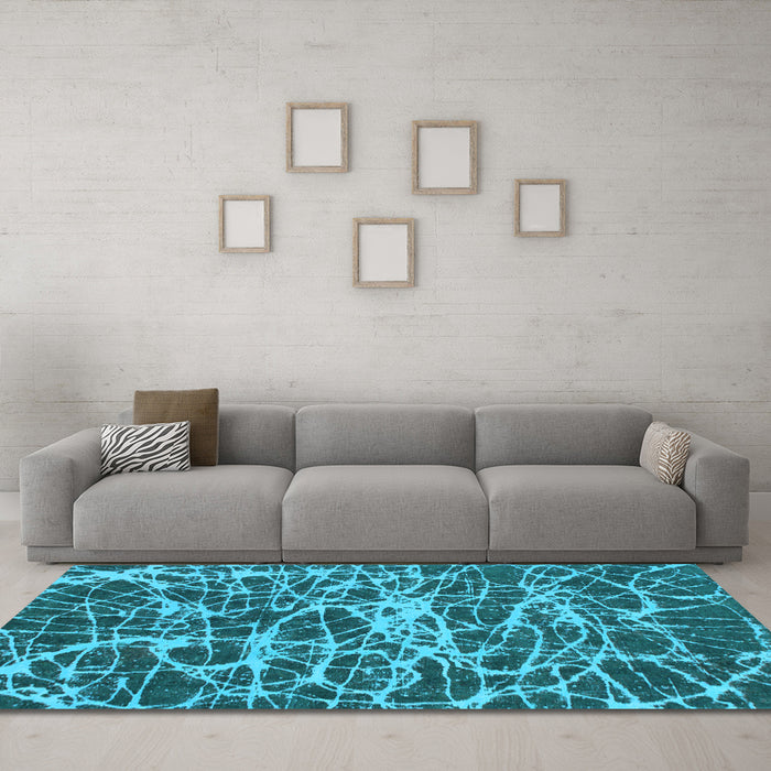 Machine Washable Abstract Light Blue Modern Rug in a Living Room, wshabs1128lblu