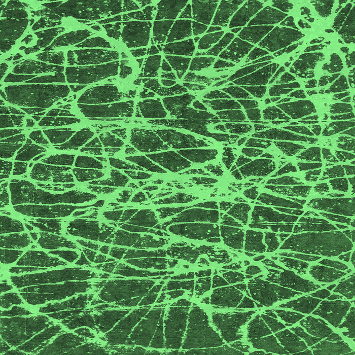 Square Machine Washable Abstract Emerald Green Modern Area Rugs, wshabs1128emgrn
