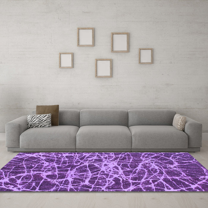 Machine Washable Abstract Purple Modern Area Rugs in a Living Room, wshabs1128pur