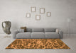 Machine Washable Abstract Orange Modern Area Rugs in a Living Room, wshabs1128org