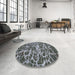 Round Machine Washable Abstract Dark Gray Rug in a Office, wshabs1128