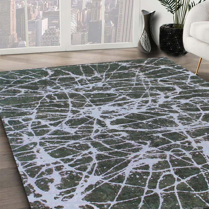 Machine Washable Abstract Dark Gray Rug in a Family Room, wshabs1128