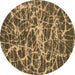 Round Machine Washable Abstract Brown Modern Rug, wshabs1128brn