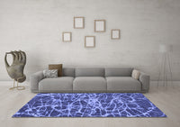 Machine Washable Abstract Blue Modern Rug, wshabs1128blu