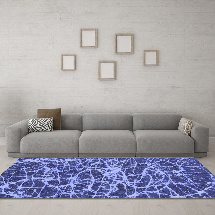 Machine Washable Abstract Blue Modern Rug in a Living Room, wshabs1128blu