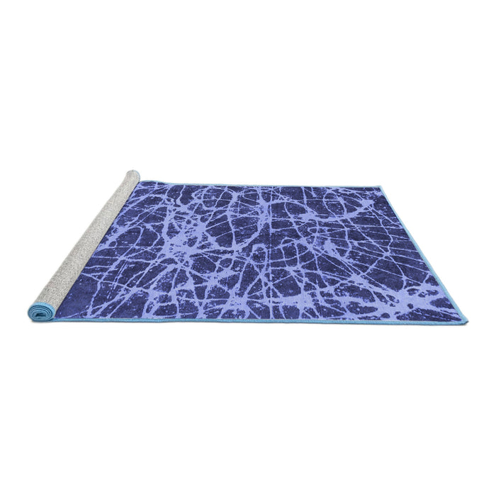 Sideview of Machine Washable Abstract Blue Modern Rug, wshabs1128blu