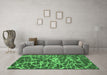 Machine Washable Abstract Emerald Green Modern Area Rugs in a Living Room,, wshabs1128emgrn
