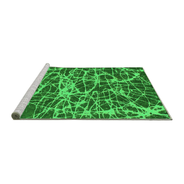 Sideview of Machine Washable Abstract Green Modern Area Rugs, wshabs1128grn