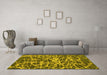 Machine Washable Abstract Yellow Modern Rug in a Living Room, wshabs1128yw