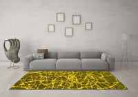 Machine Washable Abstract Yellow Modern Rug, wshabs1128yw