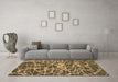 Machine Washable Abstract Brown Modern Rug in a Living Room,, wshabs1128brn