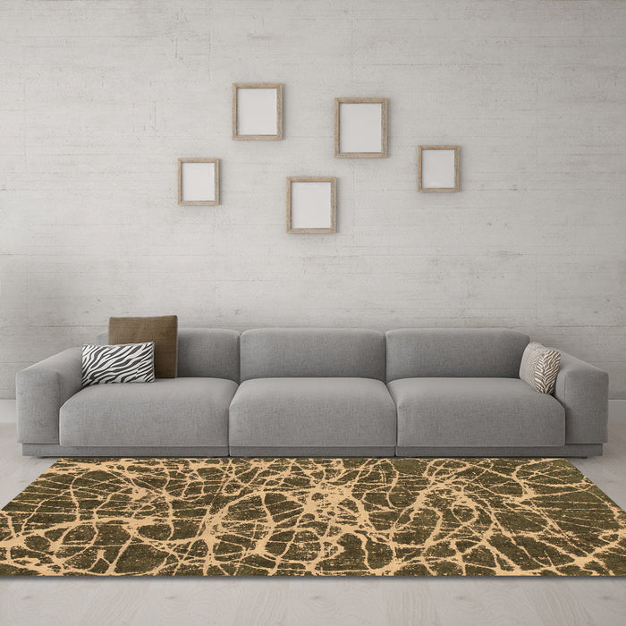 Machine Washable Abstract Brown Modern Rug in a Living Room,, wshabs1128brn