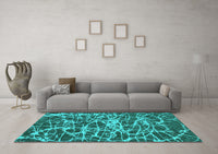 Machine Washable Abstract Turquoise Modern Rug, wshabs1128turq