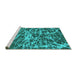 Sideview of Machine Washable Abstract Turquoise Modern Area Rugs, wshabs1128turq