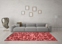 Machine Washable Abstract Red Modern Rug, wshabs1128red