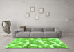 Machine Washable Abstract Green Modern Area Rugs in a Living Room,, wshabs1129grn