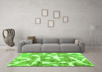 Machine Washable Abstract Green Modern Rug, wshabs1129grn