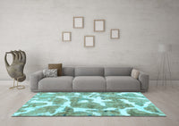 Machine Washable Abstract Light Blue Modern Rug, wshabs1129lblu