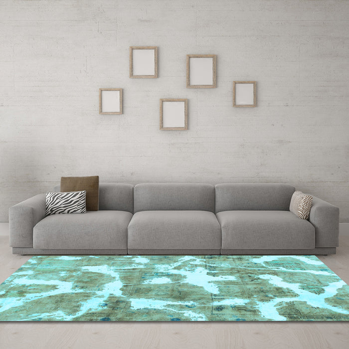 Machine Washable Abstract Light Blue Modern Rug in a Living Room, wshabs1129lblu