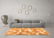 Machine Washable Abstract Orange Modern Area Rugs in a Living Room, wshabs1129org