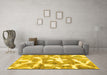 Machine Washable Abstract Yellow Modern Rug in a Living Room, wshabs1129yw