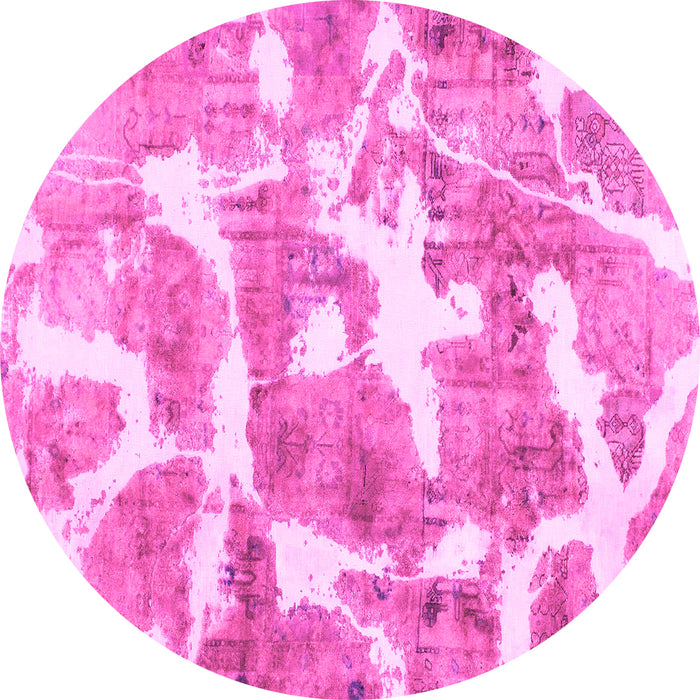 Round Abstract Pink Modern Rug, abs1129pnk