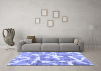 Machine Washable Abstract Blue Modern Rug, wshabs1129blu