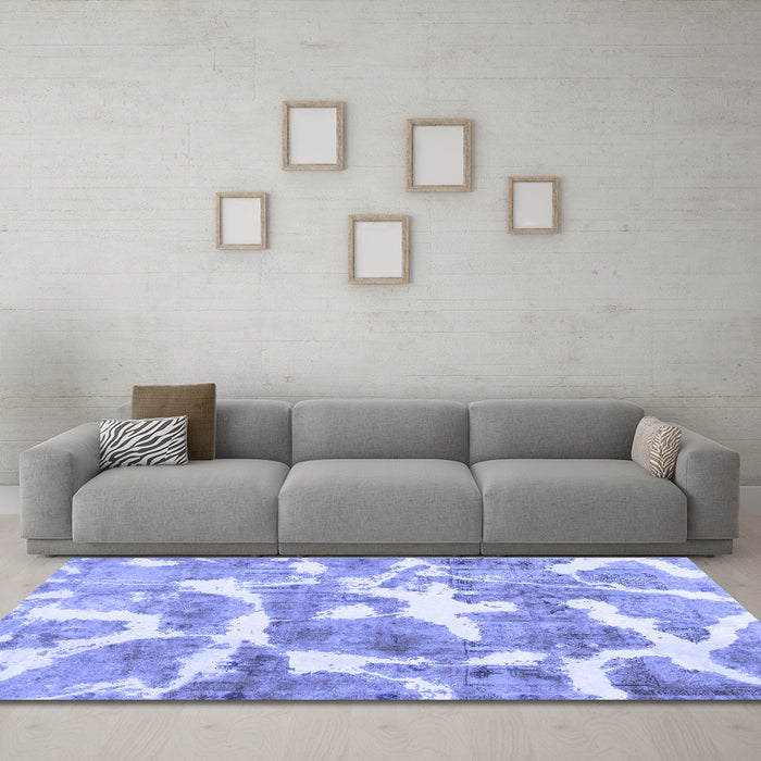 Machine Washable Abstract Blue Modern Rug in a Living Room, wshabs1129blu