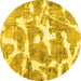 Round Machine Washable Abstract Yellow Modern Rug, wshabs1129yw