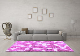 Machine Washable Abstract Purple Modern Area Rugs in a Living Room, wshabs1129pur