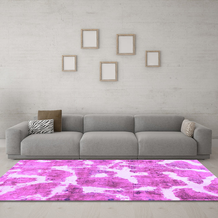 Machine Washable Abstract Purple Modern Area Rugs in a Living Room, wshabs1129pur