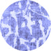 Round Machine Washable Abstract Blue Modern Rug, wshabs1129blu