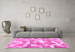 Machine Washable Abstract Pink Modern Rug in a Living Room, wshabs1129pnk