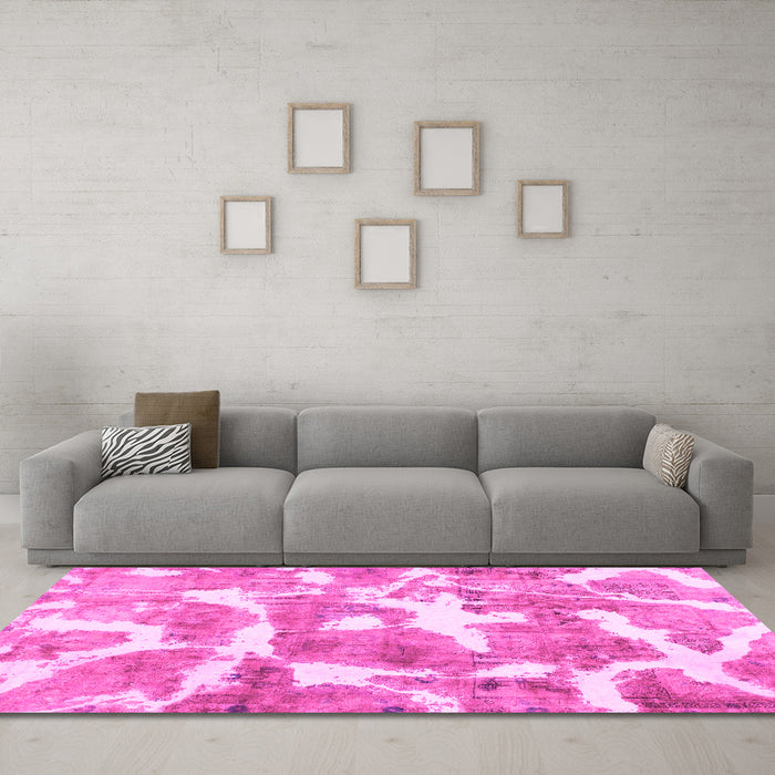 Machine Washable Abstract Pink Modern Rug in a Living Room, wshabs1129pnk