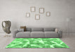 Machine Washable Abstract Emerald Green Modern Area Rugs in a Living Room,, wshabs1129emgrn