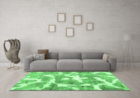 Machine Washable Abstract Emerald Green Modern Rug, wshabs1129emgrn