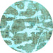 Round Abstract Light Blue Modern Rug, abs1129lblu