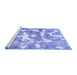 Sideview of Machine Washable Abstract Blue Modern Rug, wshabs1129blu