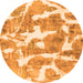 Round Machine Washable Abstract Orange Modern Area Rugs, wshabs1129org