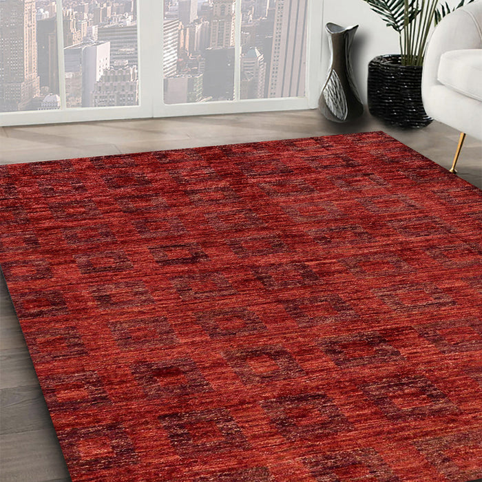 Machine Washable Abstract Tomato Red Rug in a Family Room, wshabs112