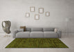 Machine Washable Abstract Green Modern Area Rugs in a Living Room,, wshabs112grn