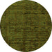 Round Abstract Green Modern Rug, abs112grn